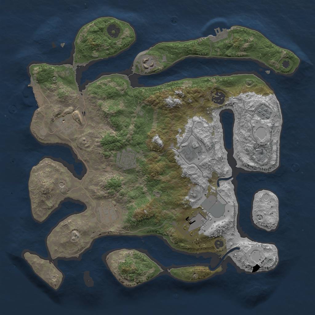 Rust Map: Procedural Map, Size: 3600, Seed: 66126, 16 Monuments