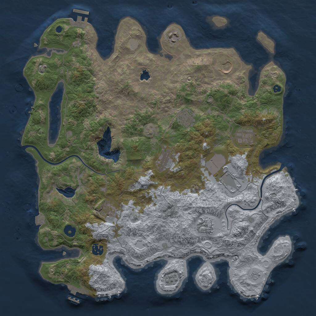Rust Map: Procedural Map, Size: 4000, Seed: 1985011826, 16 Monuments