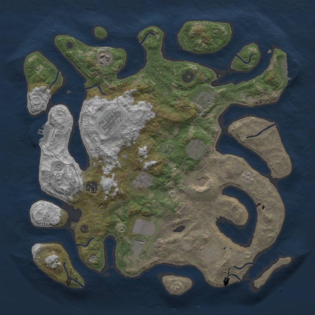 Rust Map: Procedural Map, Size: 3850, Seed: 848723100, 18 Monuments