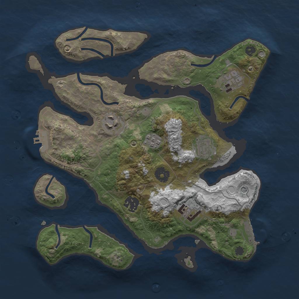 Rust Map: Procedural Map, Size: 3000, Seed: 125465, 14 Monuments