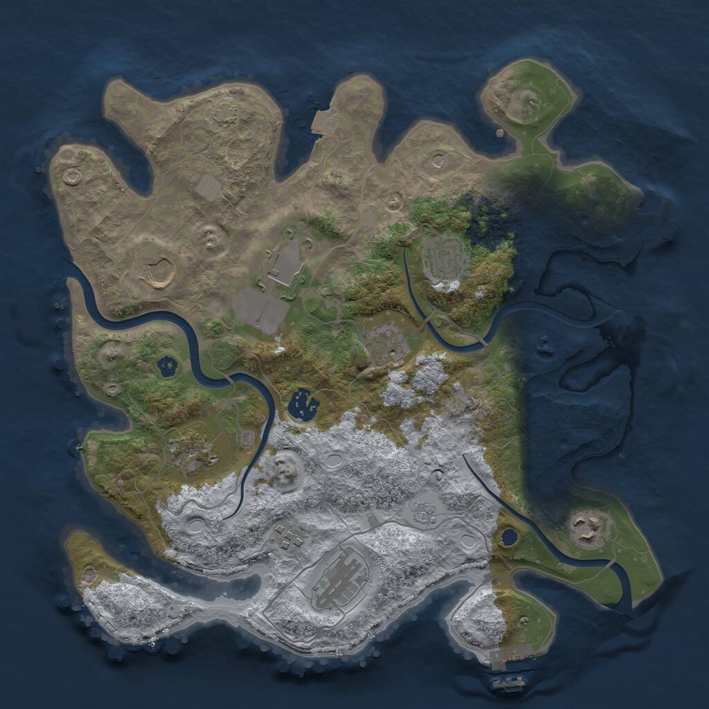 Rust Map: Procedural Map, Size: 3500, Seed: 961190952, 15 Monuments