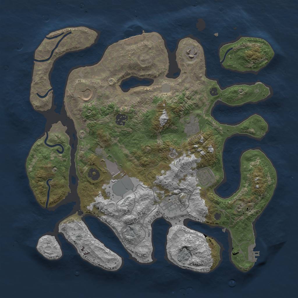 Rust Map: Procedural Map, Size: 3700, Seed: 235284757, 16 Monuments