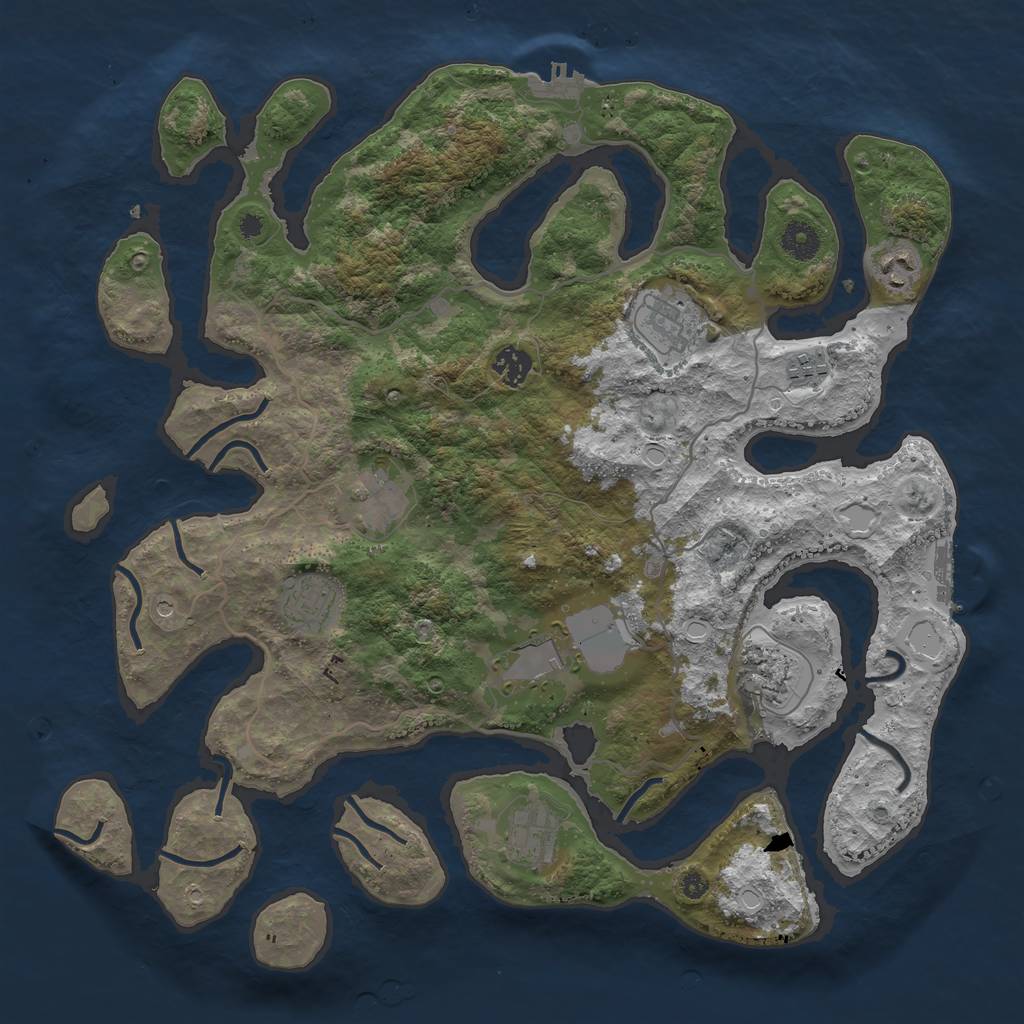 Rust Map: Procedural Map, Size: 4000, Seed: 854118, 17 Monuments