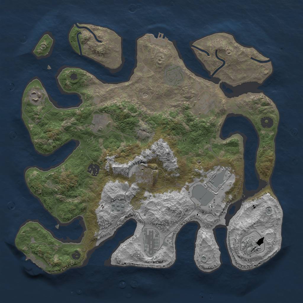 Rust Map: Procedural Map, Size: 3700, Seed: 17326424, 18 Monuments