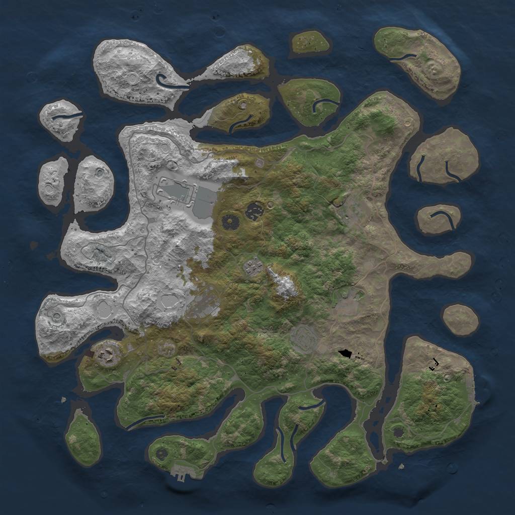 Rust Map: Procedural Map, Size: 4500, Seed: 1836116241, 16 Monuments