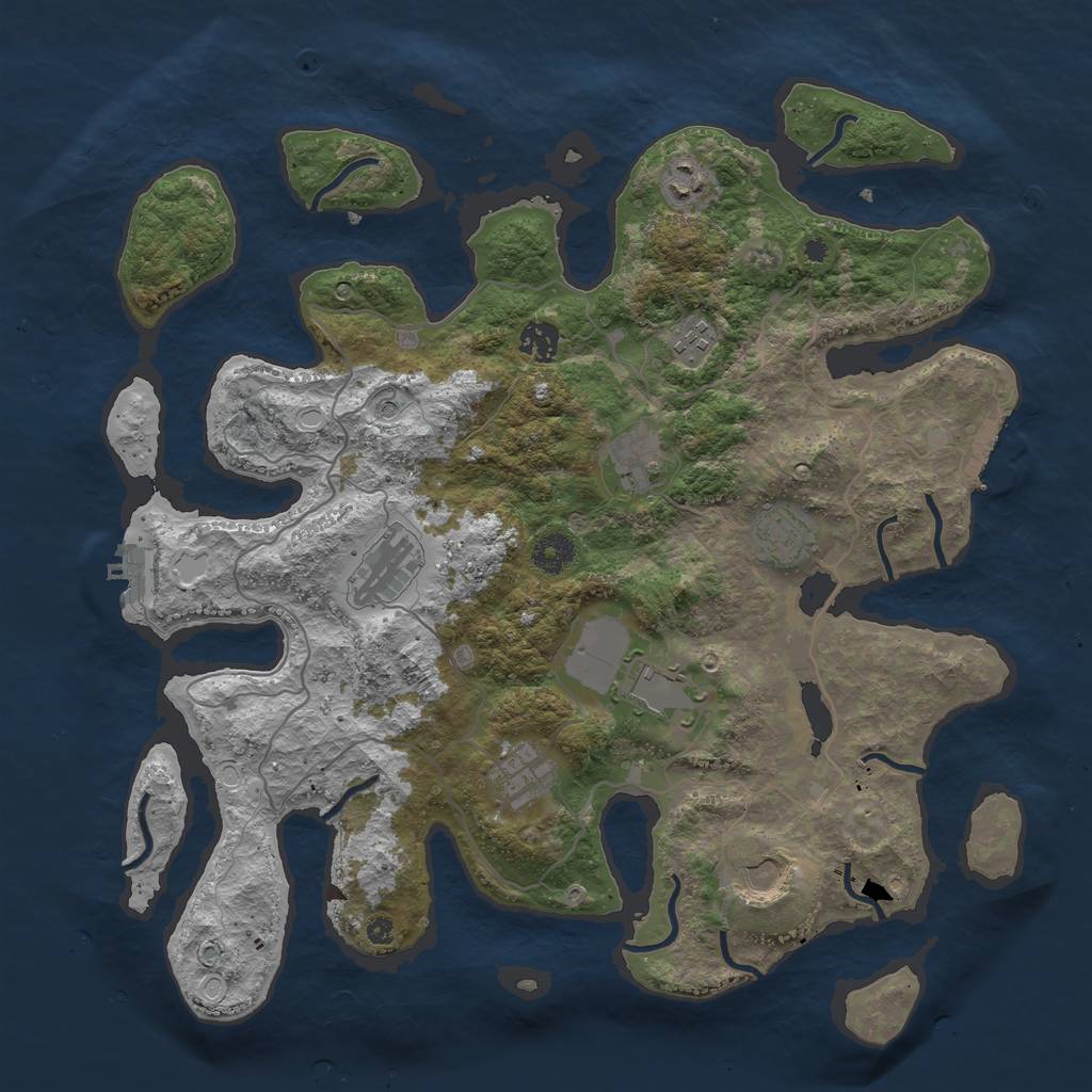 Rust Map: Procedural Map, Size: 4000, Seed: 103092142, 17 Monuments