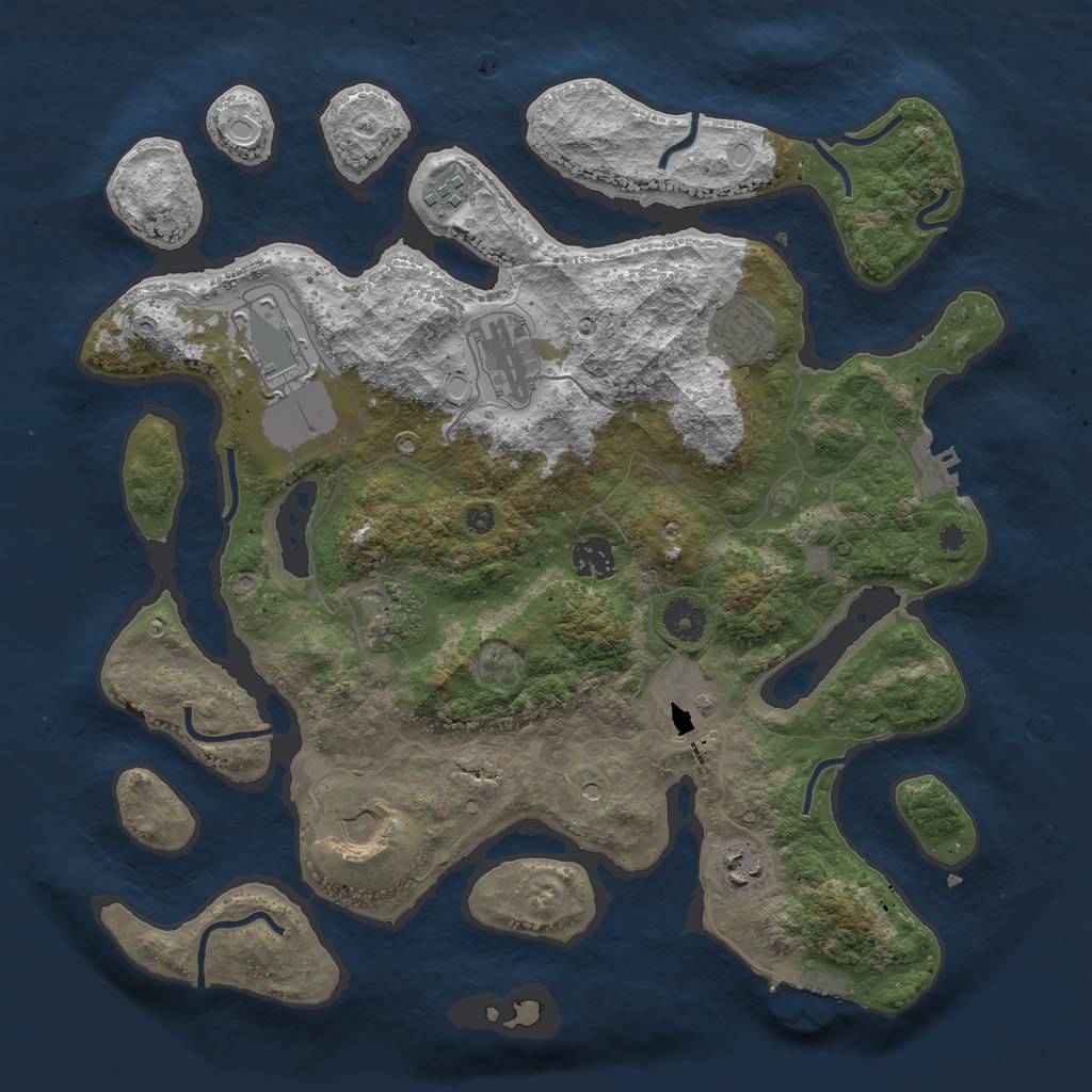Rust Map: Procedural Map, Size: 3800, Seed: 107441224, 17 Monuments