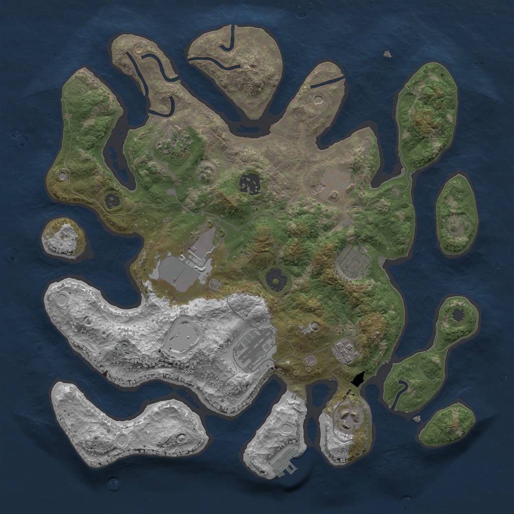 Rust Map: Procedural Map, Size: 3500, Seed: 125979778, 15 Monuments