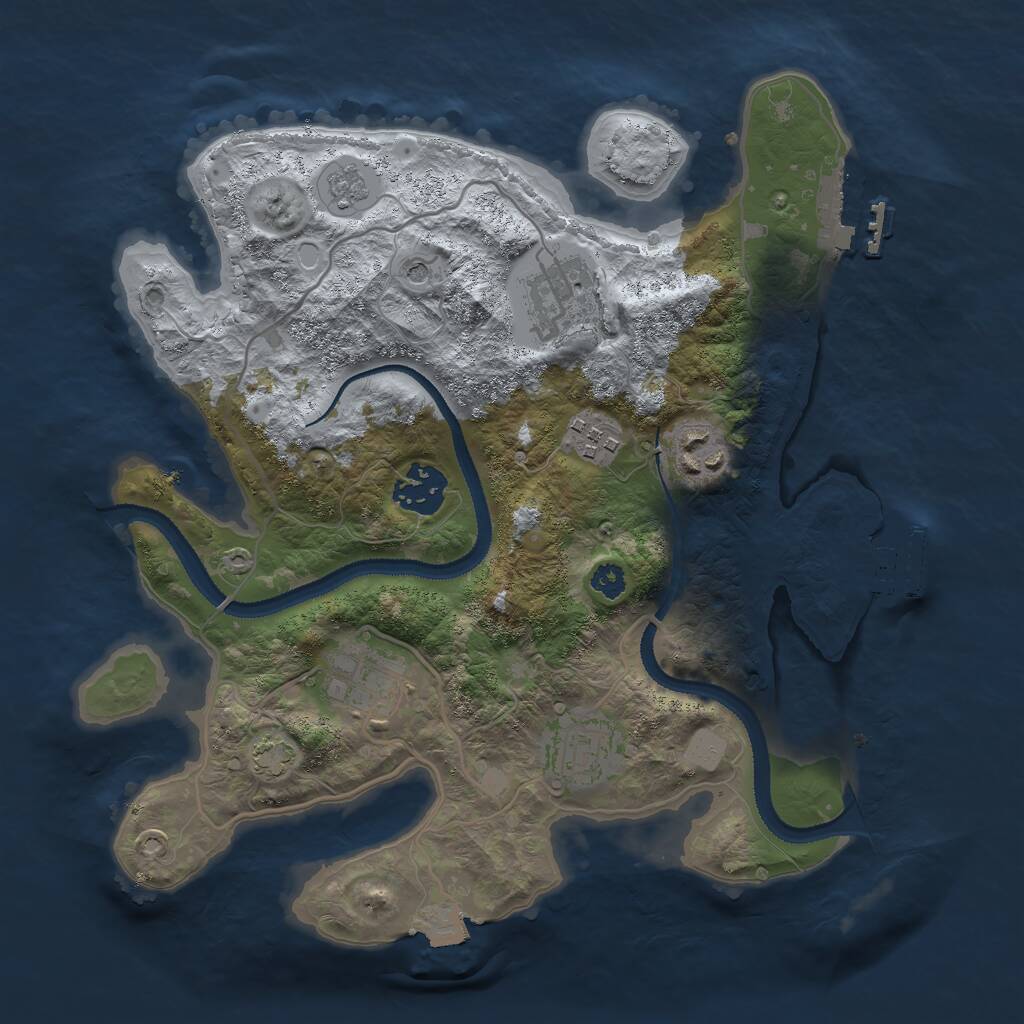 Rust Map: Procedural Map, Size: 3000, Seed: 830392708, 12 Monuments