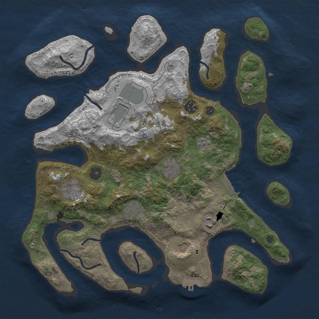 Rust Map: Procedural Map, Size: 3750, Seed: 401309672, 16 Monuments