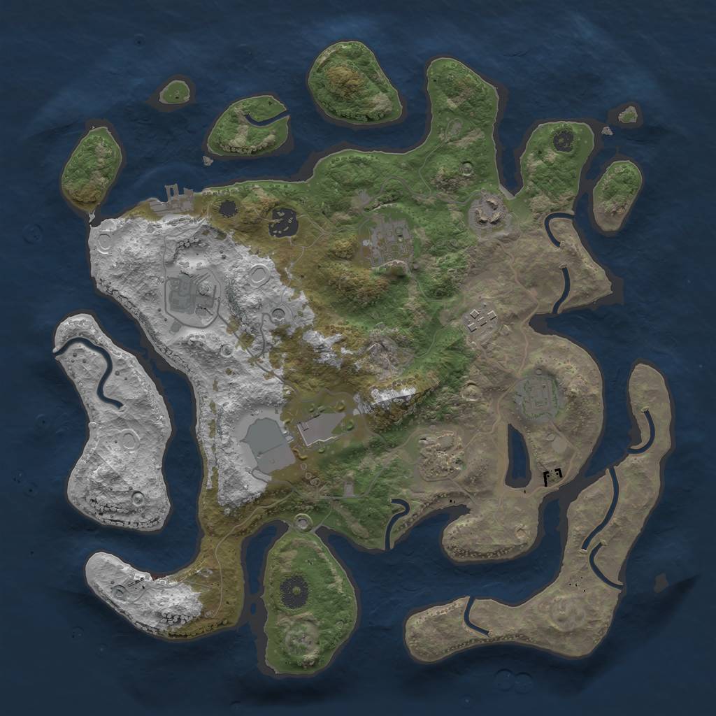 Rust Map: Procedural Map, Size: 3500, Seed: 390729950, 15 Monuments