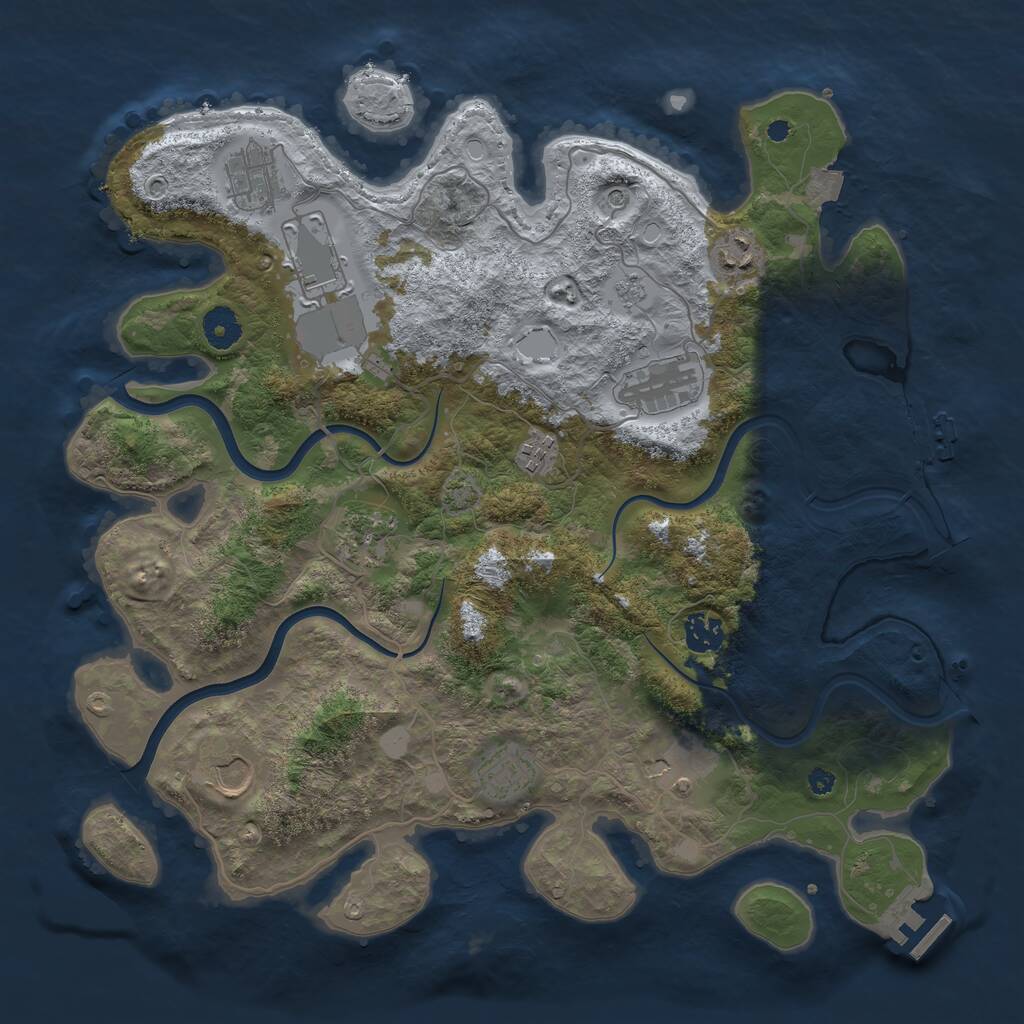 Rust Map: Procedural Map, Size: 3850, Seed: 208170108, 16 Monuments