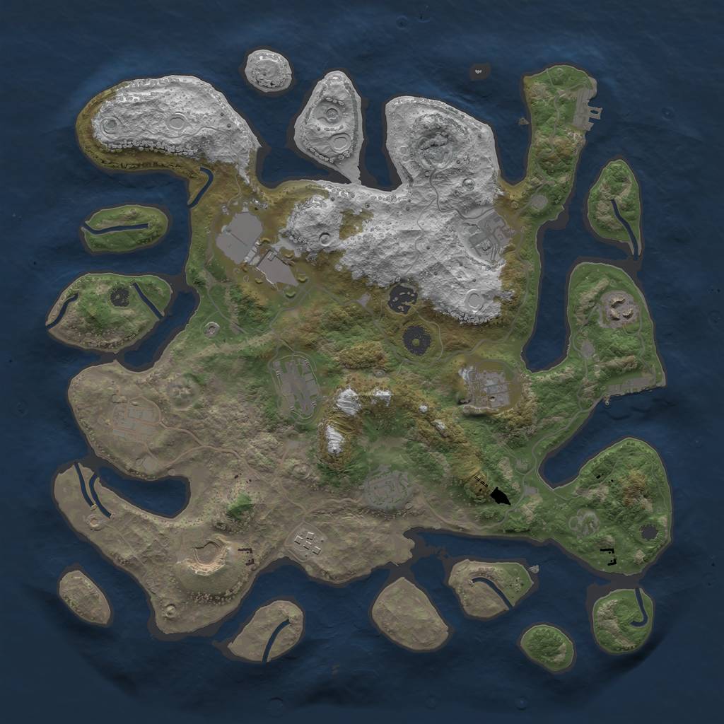 Rust Map: Procedural Map, Size: 3850, Seed: 208170108, 18 Monuments