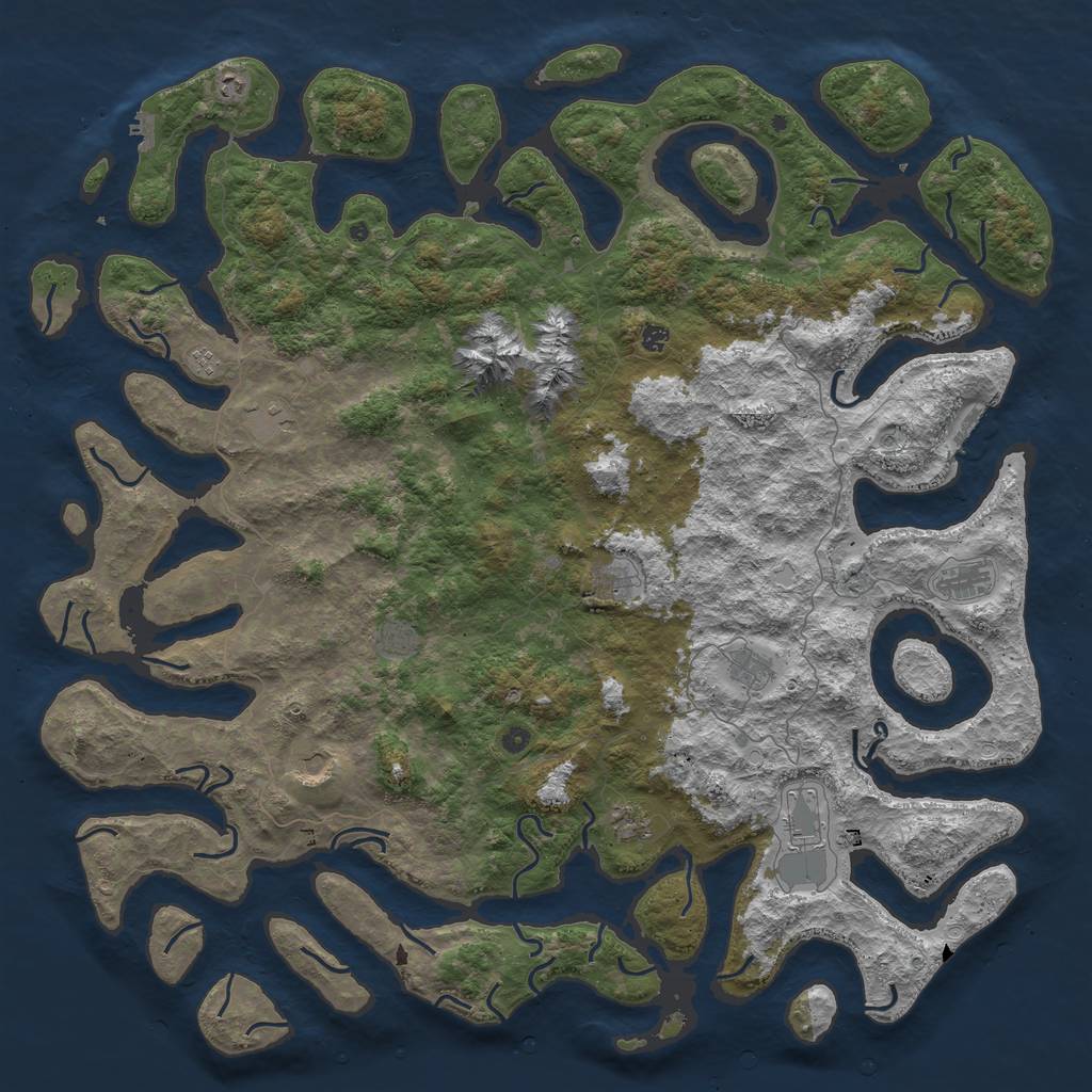 Rust Map: Procedural Map, Size: 6000, Seed: 965781216, 19 Monuments