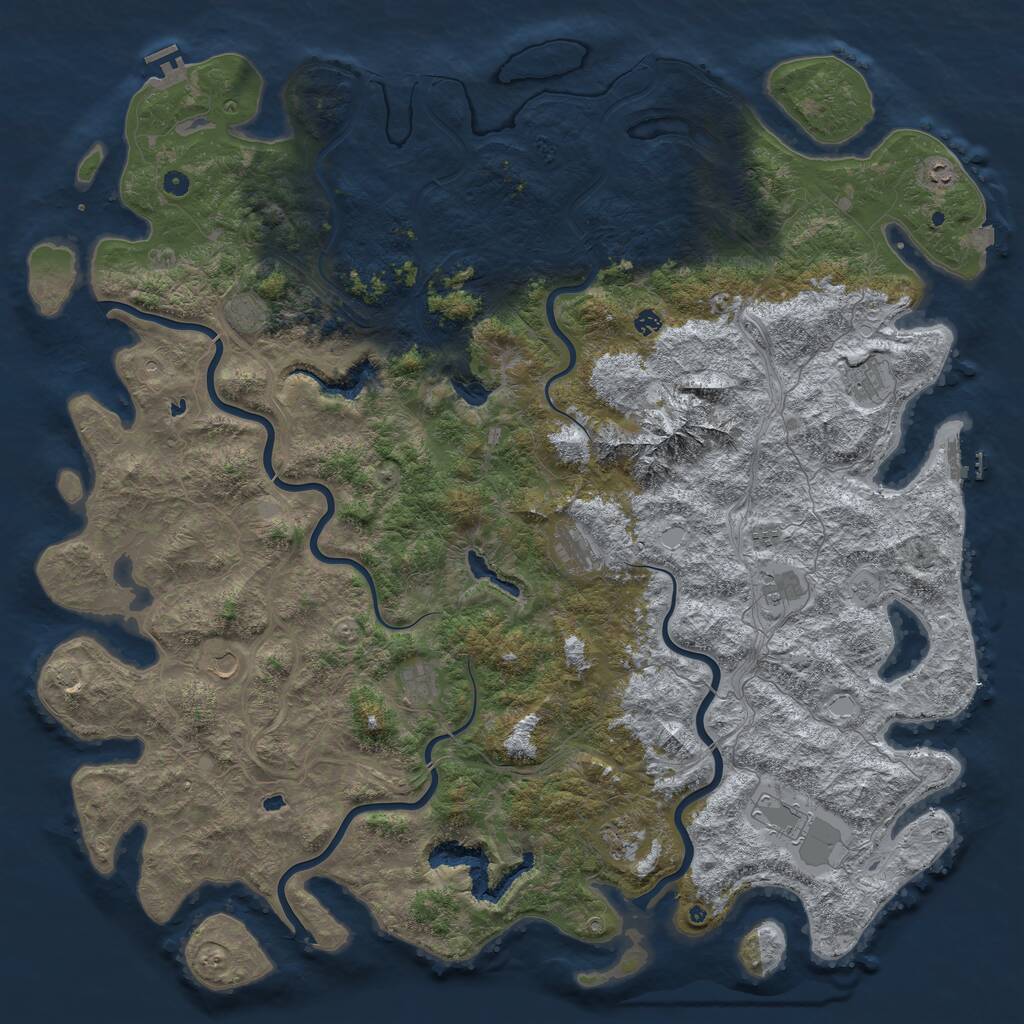 Rust Map: Procedural Map, Size: 6000, Seed: 965781216, 17 Monuments