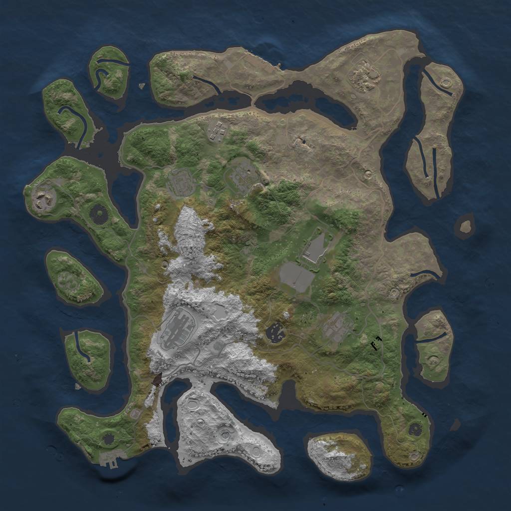 Rust Map: Procedural Map, Size: 4000, Seed: 119877, 17 Monuments