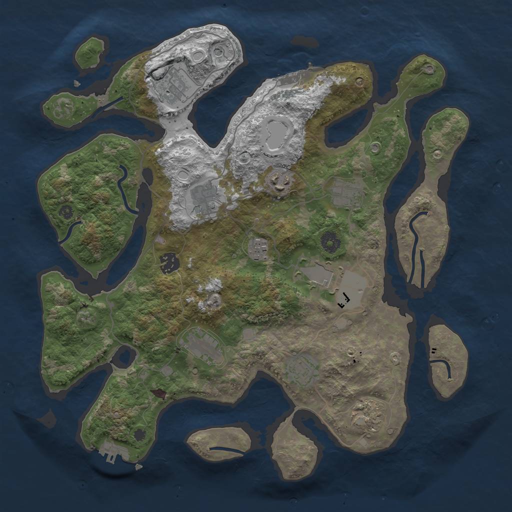 Rust Map: Procedural Map, Size: 3700, Seed: 1703342982, 18 Monuments