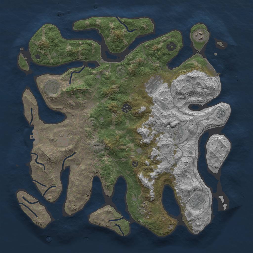 Rust Map: Procedural Map, Size: 4000, Seed: 698251, 17 Monuments