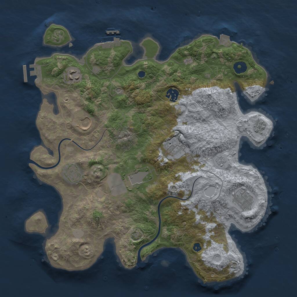 Rust Map: Procedural Map, Size: 3500, Seed: 84187724, 14 Monuments