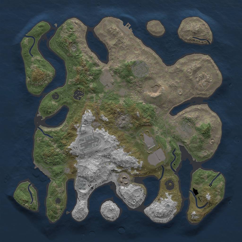 Rust Map: Procedural Map, Size: 3600, Seed: 449534958, 18 Monuments