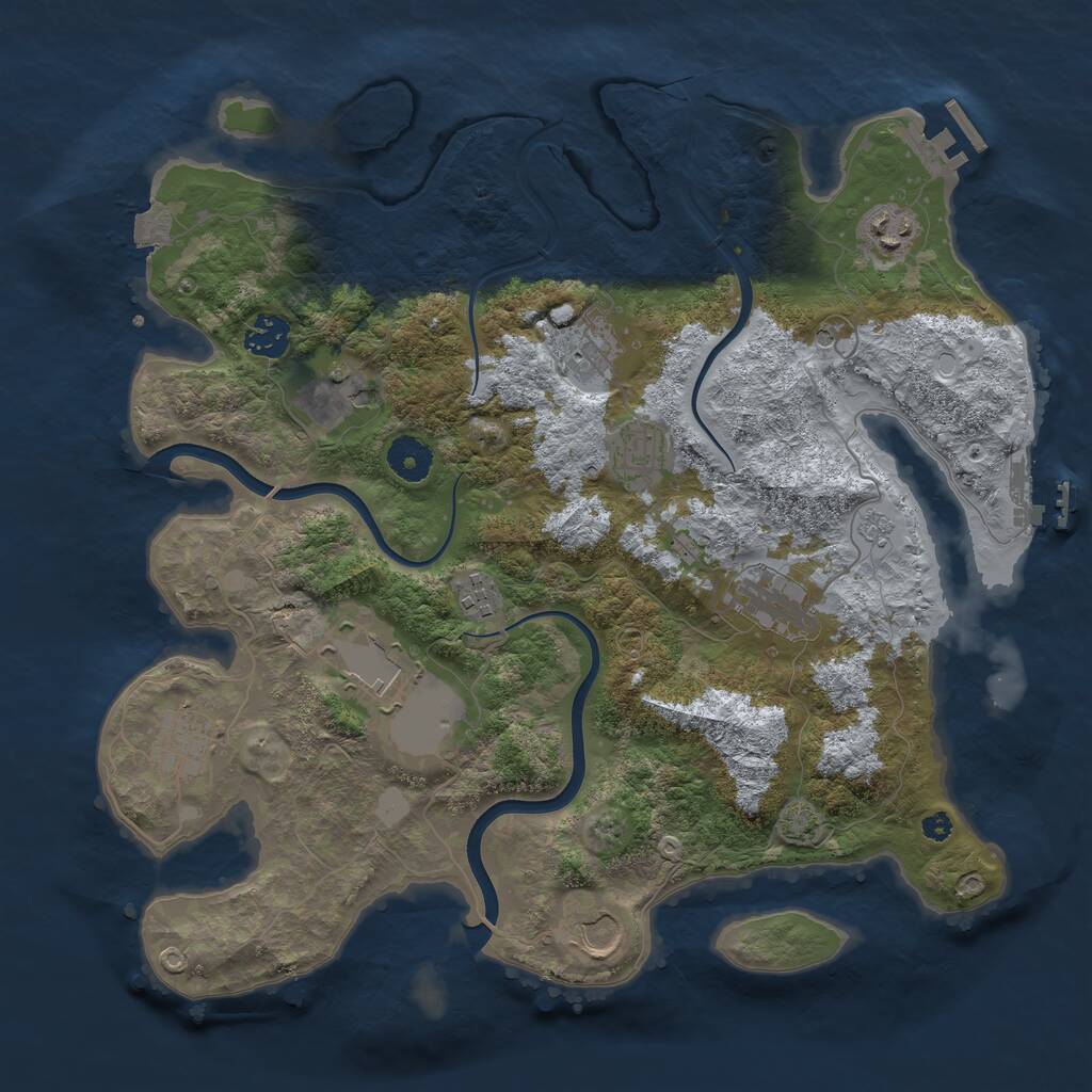 Rust Map: Procedural Map, Size: 3700, Seed: 1018483630, 16 Monuments