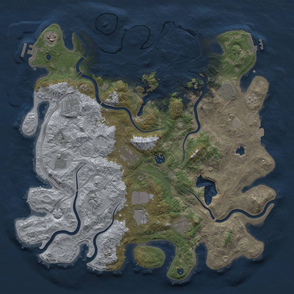 Rust Map: Procedural Map, Size: 4250, Seed: 1051965786, 16 Monuments