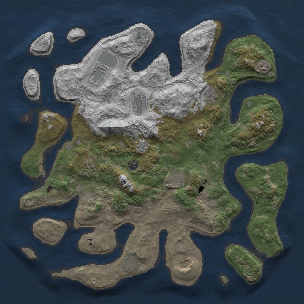 Rust Map: Barren, Size: 4500, Seed: 22, 13 Monuments