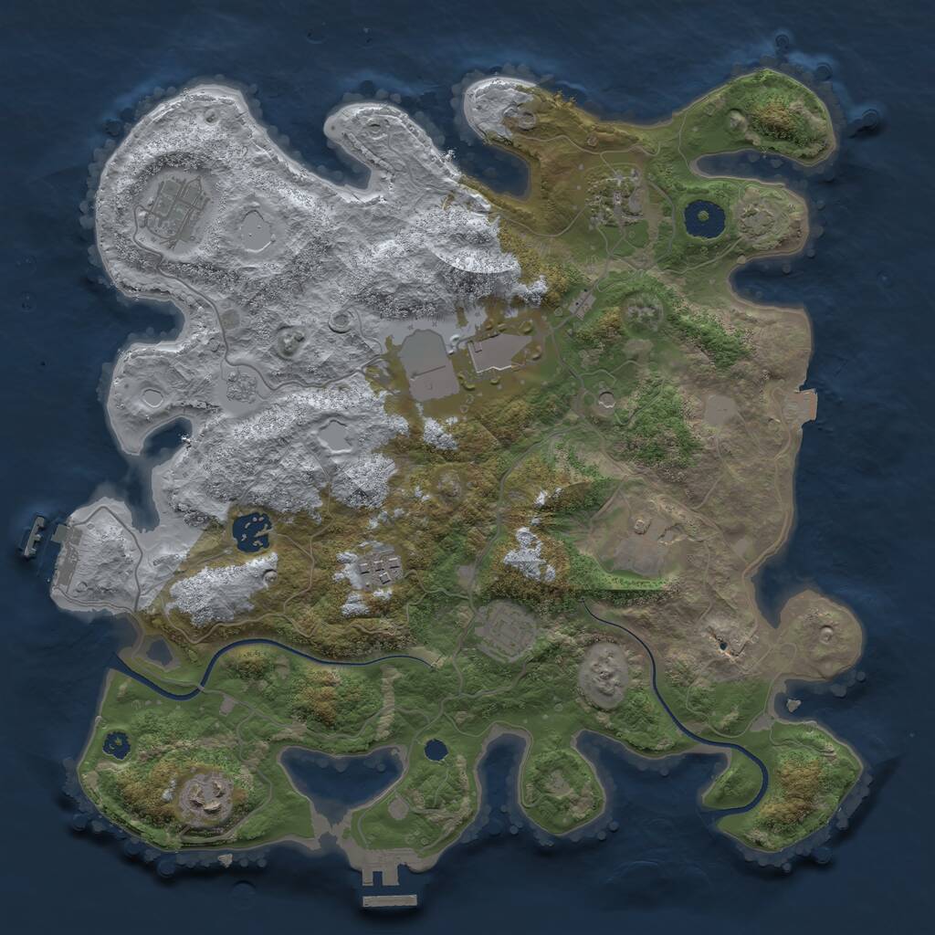 Rust Map: Procedural Map, Size: 3500, Seed: 53244337, 14 Monuments