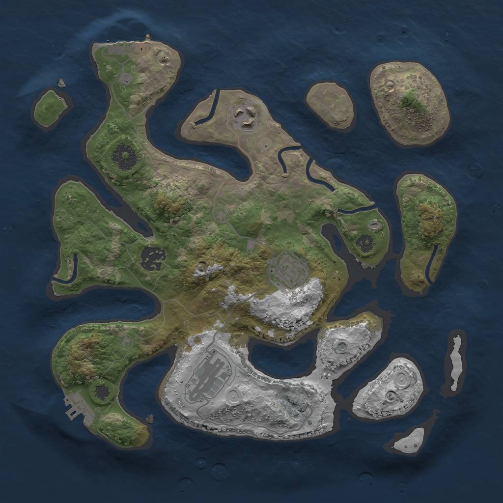 Rust Map: Procedural Map, Size: 3000, Seed: 558209, 11 Monuments