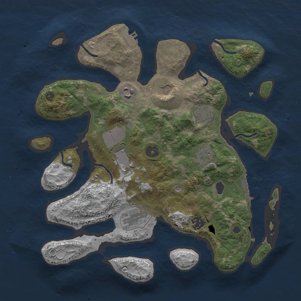 Rust Map: Procedural Map, Size: 3500, Seed: 2505352, 15 Monuments