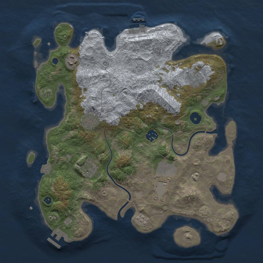 Rust Map: Procedural Map, Size: 3500, Seed: 1244517541, 13 Monuments