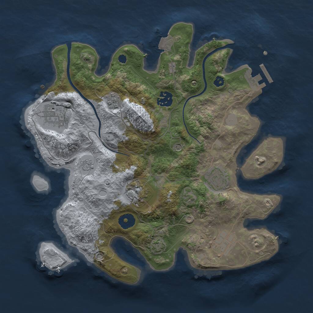 Rust Map: Procedural Map, Size: 3000, Seed: 1699074397, 11 Monuments