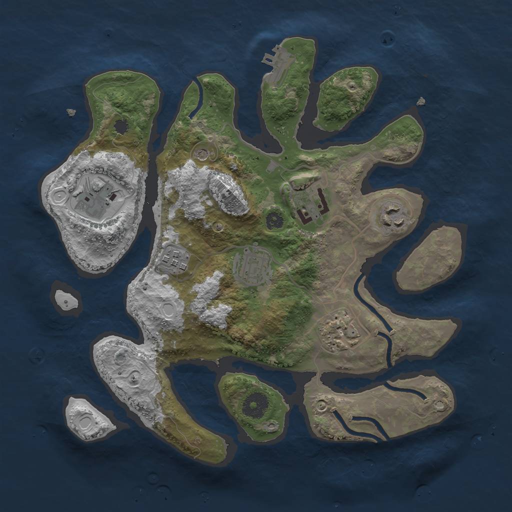 Rust Map: Procedural Map, Size: 3000, Seed: 1699074397, 13 Monuments