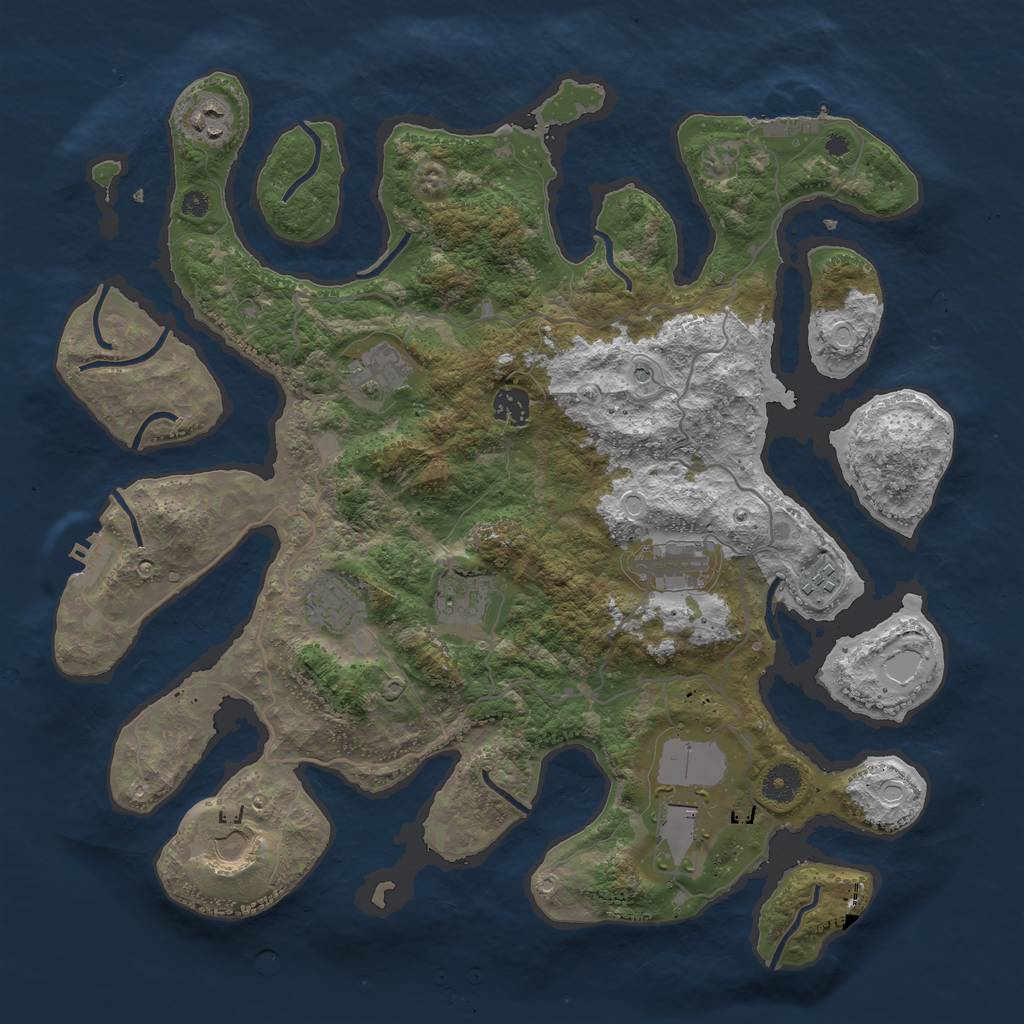 Rust Map: Procedural Map, Size: 4000, Seed: 1129678, 17 Monuments