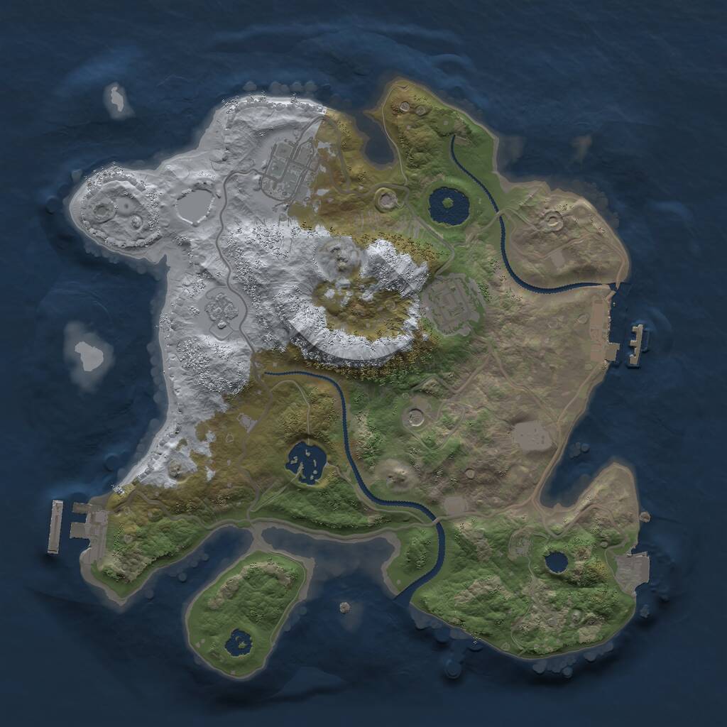 Rust Map: Procedural Map, Size: 2750, Seed: 34534, 8 Monuments