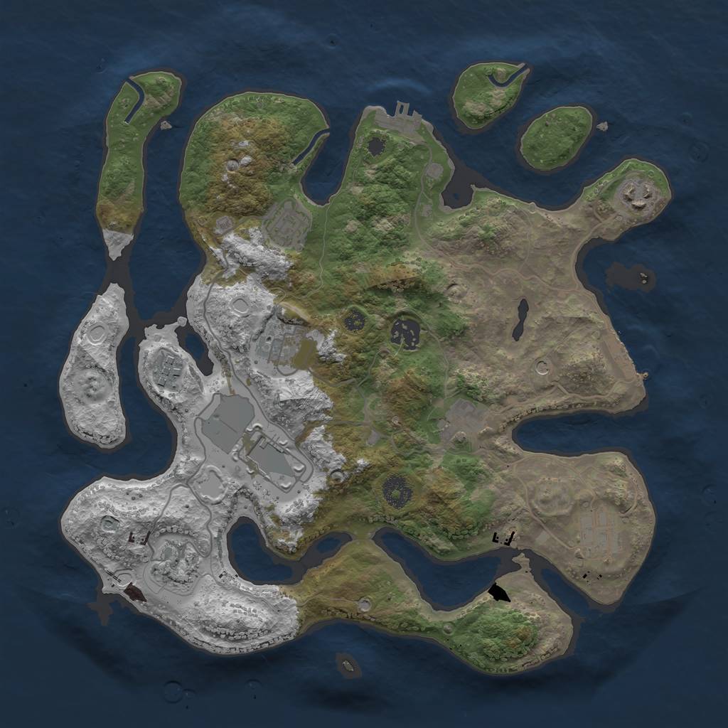 Rust Map: Procedural Map, Size: 3500, Seed: 82799075, 17 Monuments