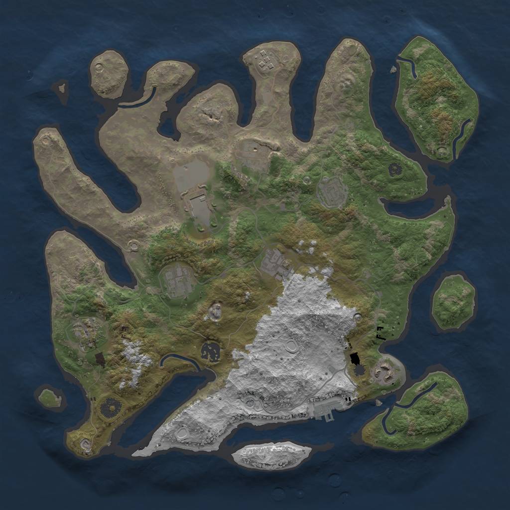 Rust Map: Procedural Map, Size: 3784, Seed: 747229097, 16 Monuments