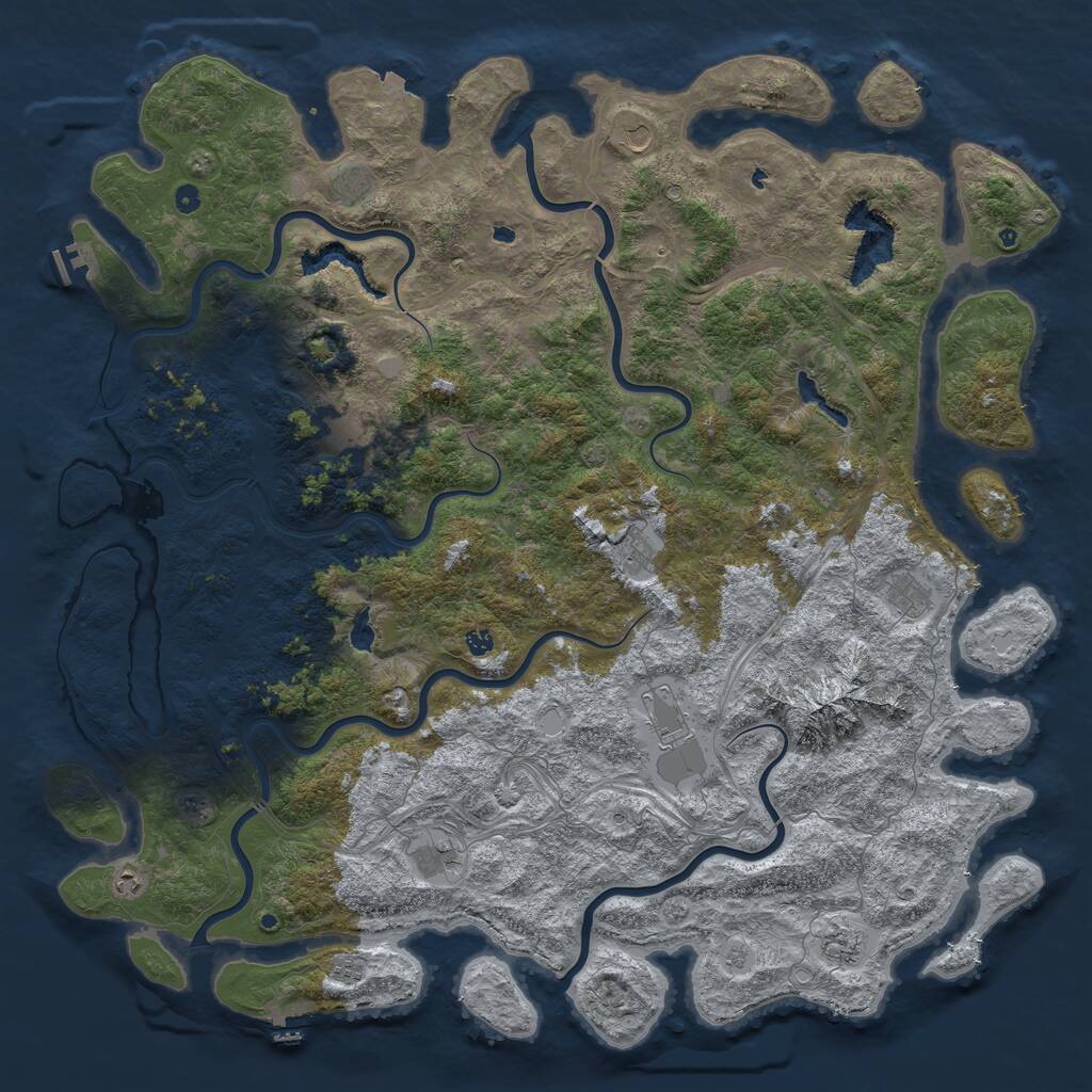 Rust Map: Procedural Map, Size: 6000, Seed: 986754388, 17 Monuments