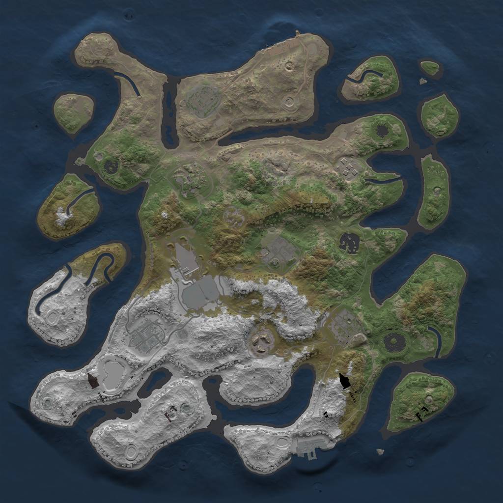 Rust Map: Procedural Map, Size: 3600, Seed: 184846, 17 Monuments