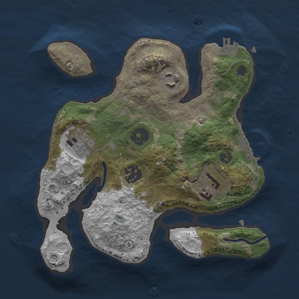 Rust Map: Procedural Map, Size: 2500, Seed: 1953473693, 11 Monuments