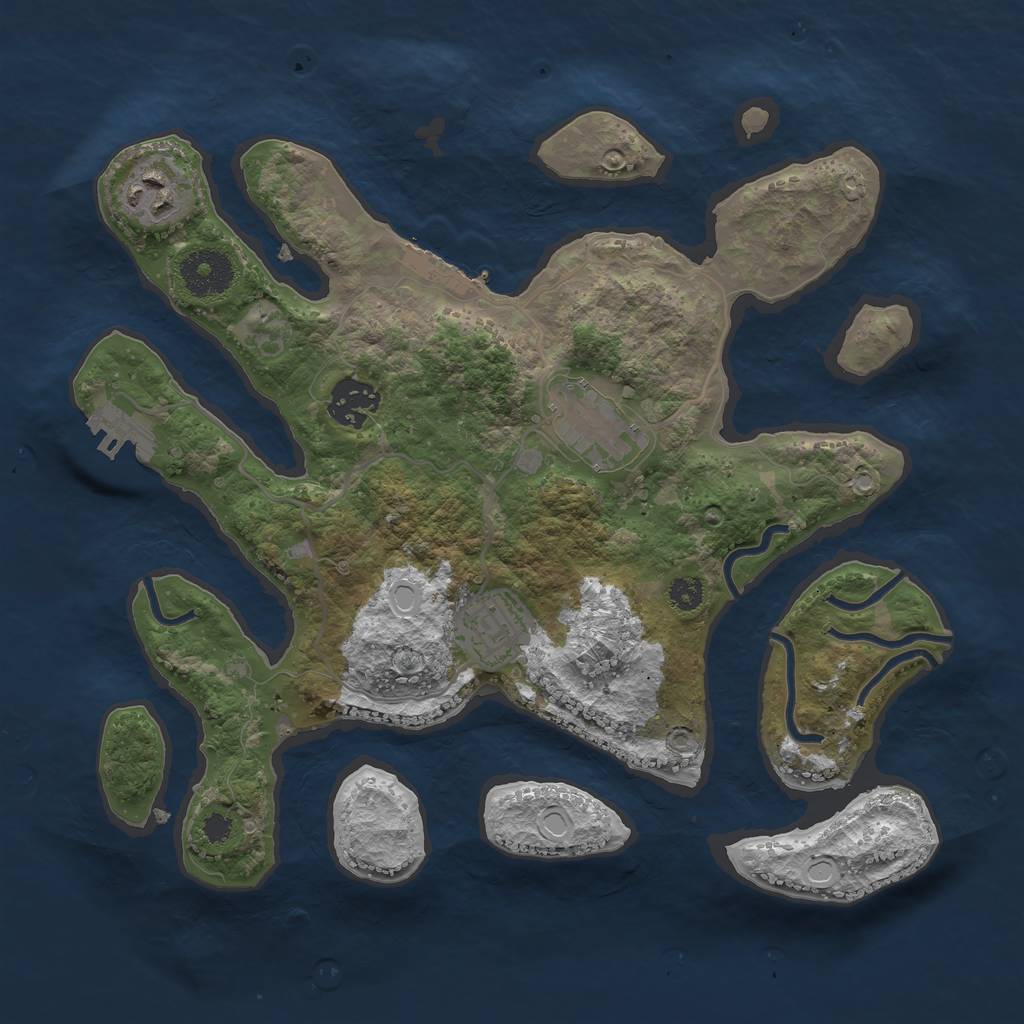 Rust Map: Procedural Map, Size: 3100, Seed: 1277108384, 11 Monuments