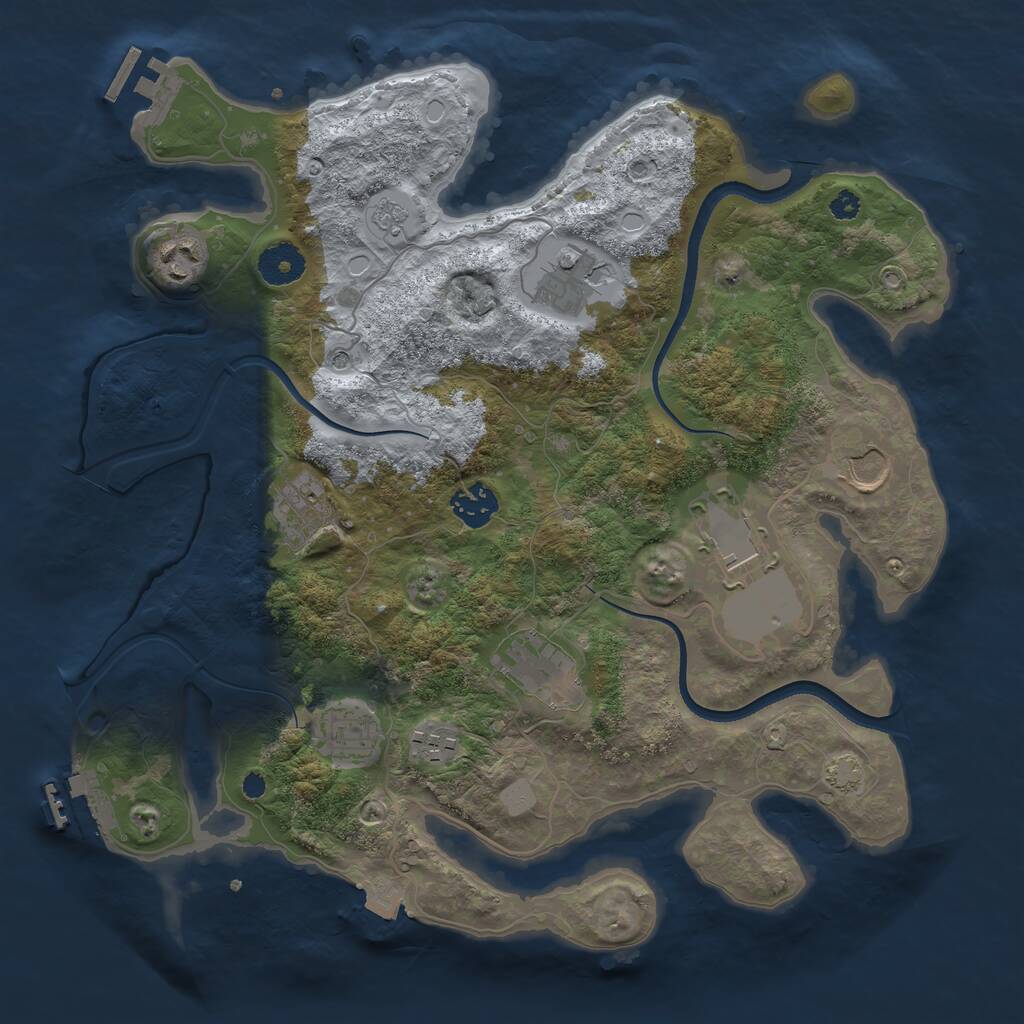 Rust Map: Procedural Map, Size: 3500, Seed: 408999862, 15 Monuments
