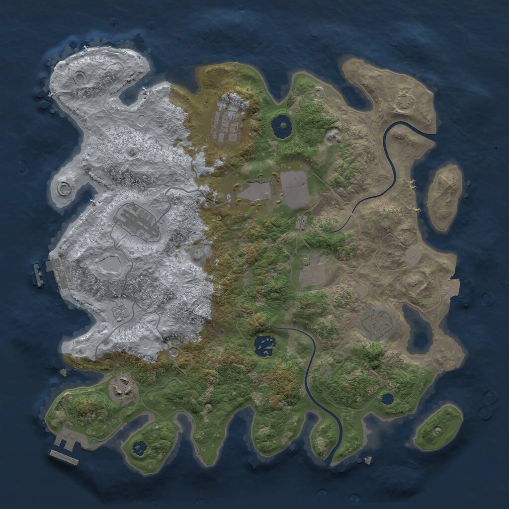 Rust Map: Procedural Map, Size: 3500, Seed: 651931902, 13 Monuments