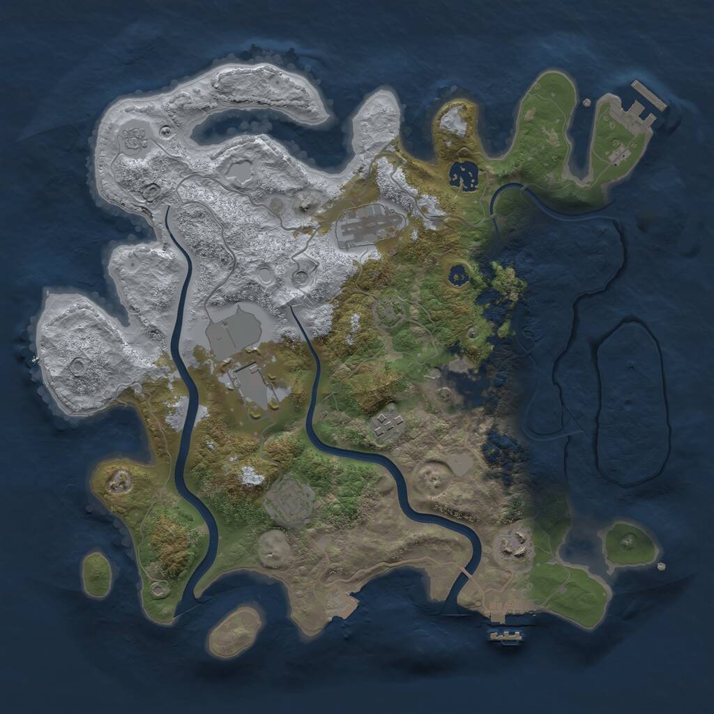 Rust Map: Procedural Map, Size: 3500, Seed: 123432450, 13 Monuments