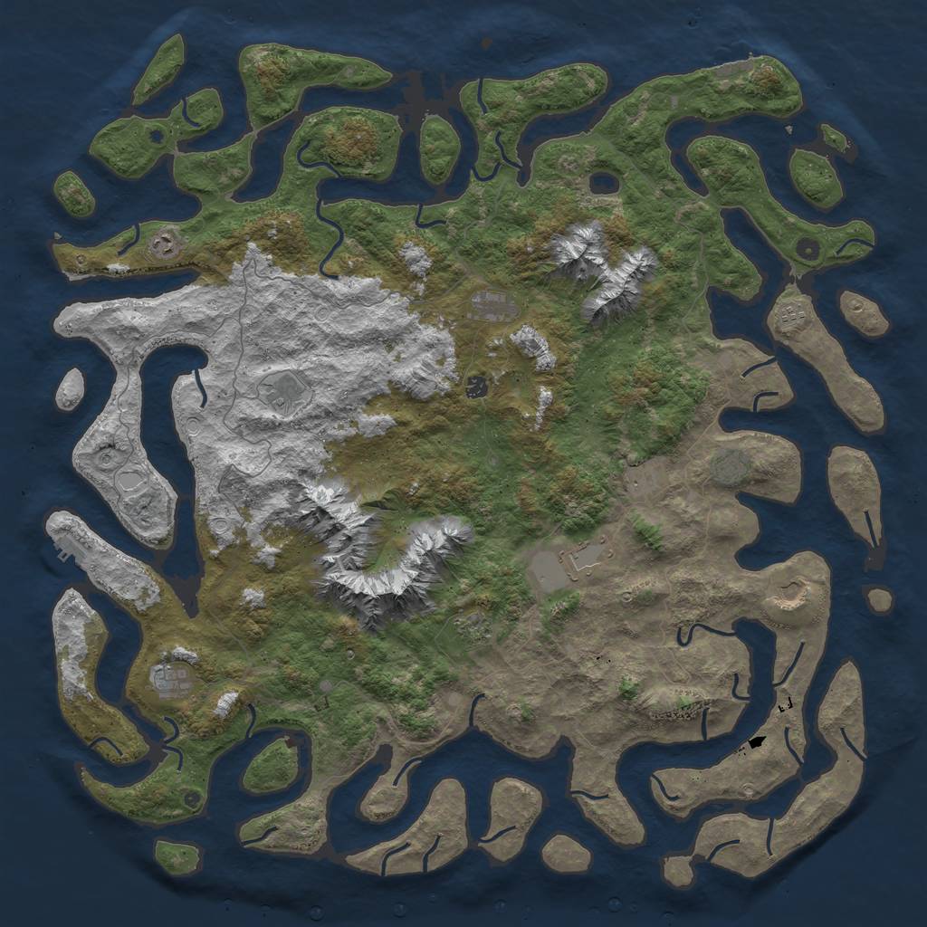 Rust Map: Procedural Map, Size: 6000, Seed: 654982, 19 Monuments