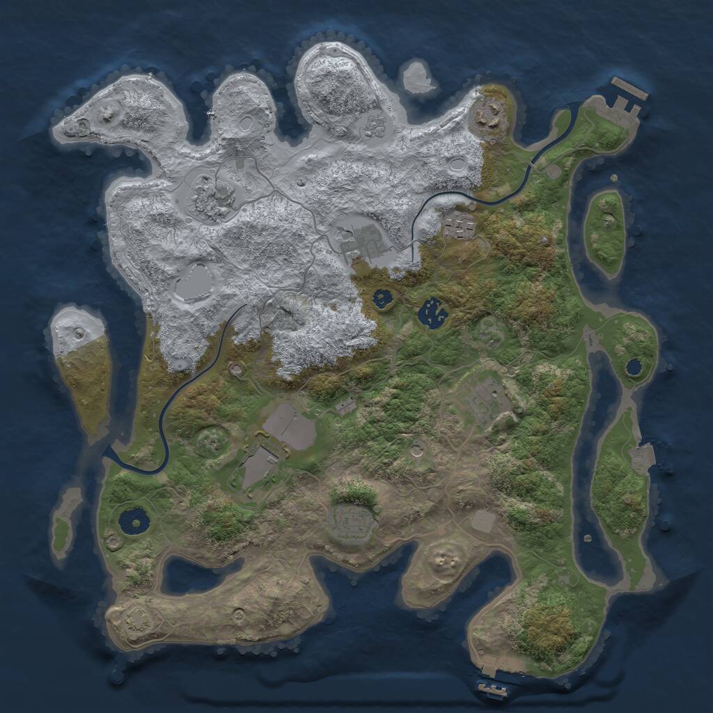 Rust Map: Procedural Map, Size: 3700, Seed: 3425345, 14 Monuments