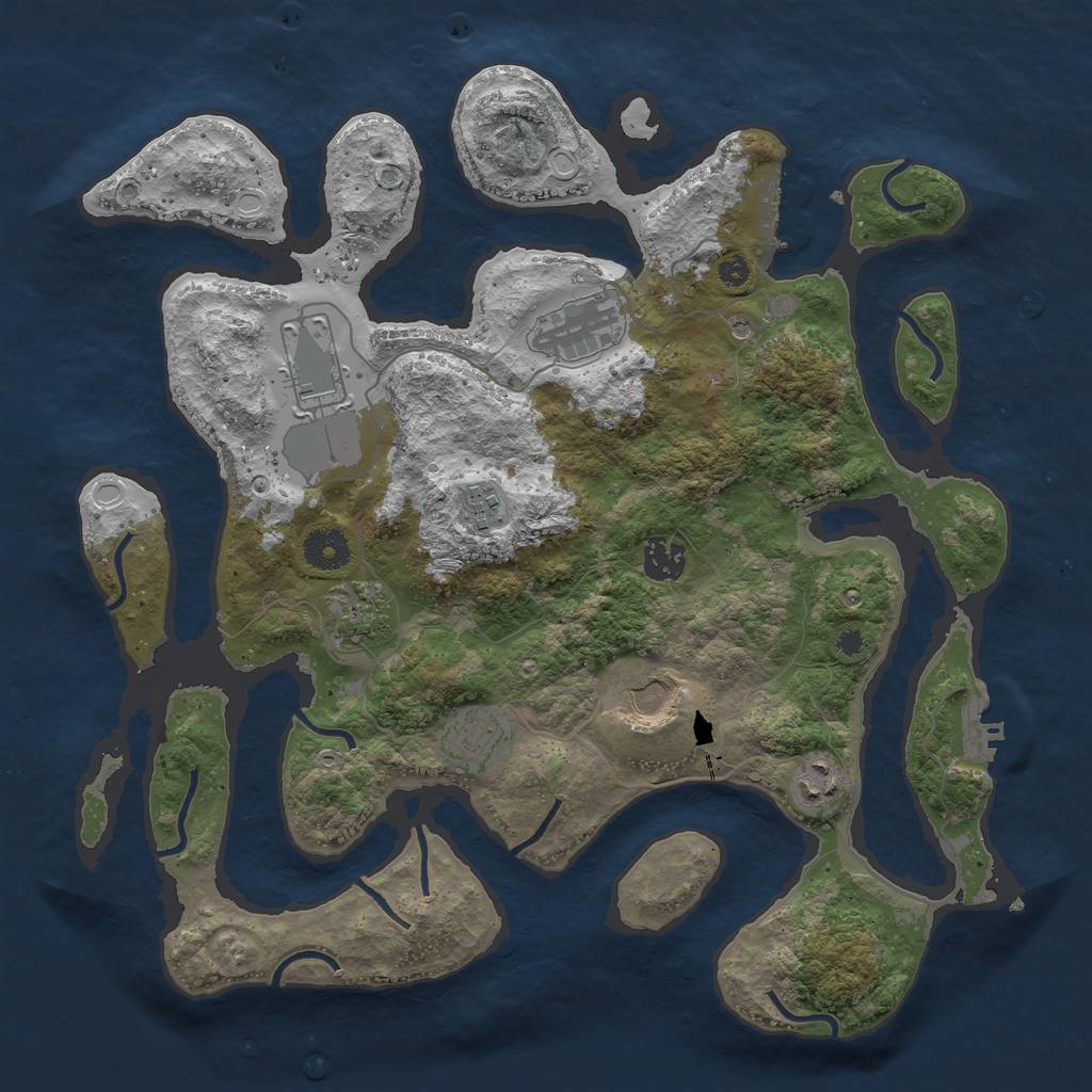 Rust Map: Procedural Map, Size: 3700, Seed: 3425345, 16 Monuments