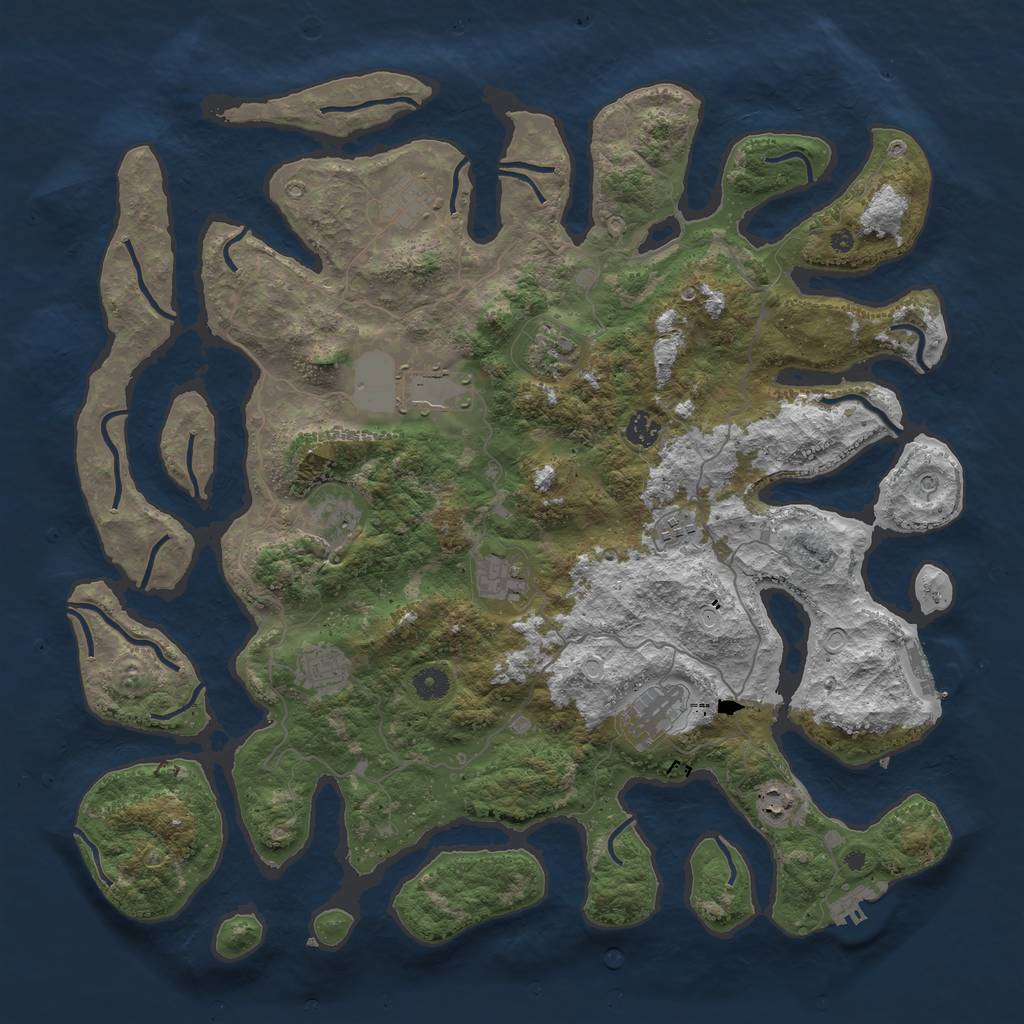 Rust Map: Procedural Map, Size: 4500, Seed: 4362686, 18 Monuments