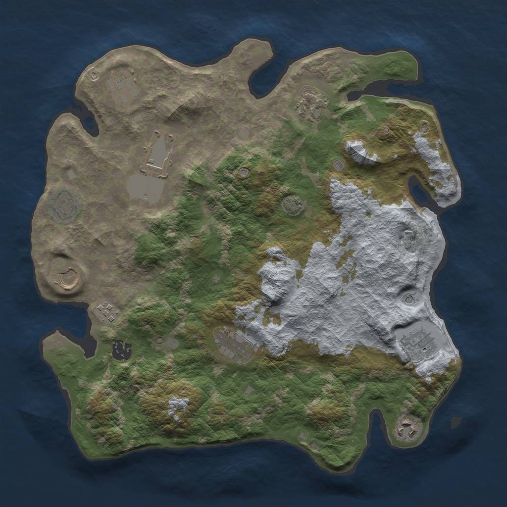 Rust Map: Barren, Size: 3700, Seed: 1768883478, 14 Monuments