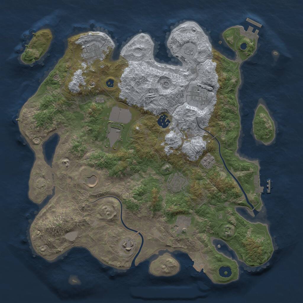 Rust Map: Procedural Map, Size: 3700, Seed: 100683166, 15 Monuments